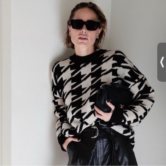 NWT Anine Bing Cheyenne Sweater in Large Houndstooth